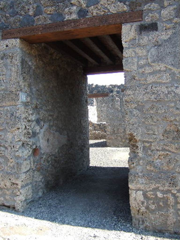 I.11.14 Pompeii. September 2005. Entrance doorway. According to Jashemski, this house was named because of a hebrew inscription found on the north wall of the entrance corridor.