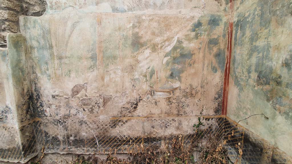 I.11.16 Pompeii. July 2021. Room 6, detail from north wall at east end.
Foto Annette Haug, ERC Grant 681269 DÉCOR.