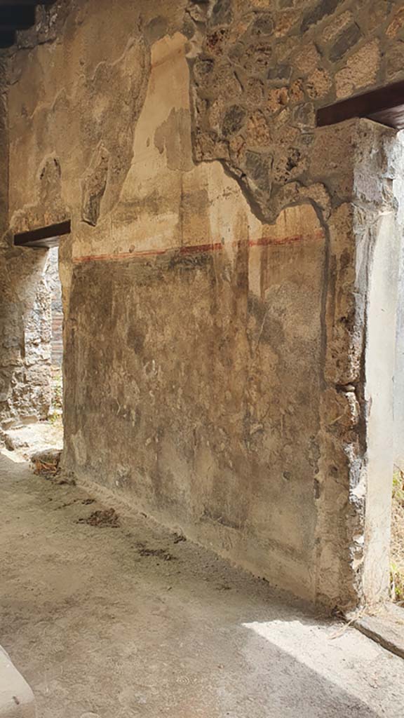 I.11.16 Pompeii. July 2021. Corridor 9.
Upper south wall between two doorways on south side of triclinium.
Foto Annette Haug, ERC Grant 681269 DÉCOR.
