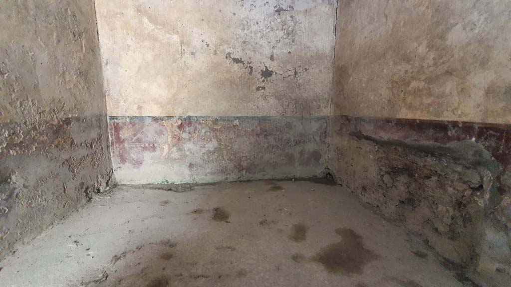 I.11.16 Pompeii. July 2021. Room 4, looking towards zoccolo on lower west wall, in centre.
Foto Annette Haug, ERC Grant 681269 DÉCOR.
