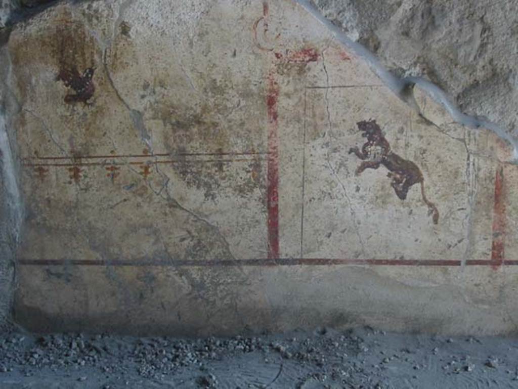 I.12.3 Pompeii. May 2003. Detail of painted decoration from east side of counter. Photo courtesy of Nicolas Monteix.