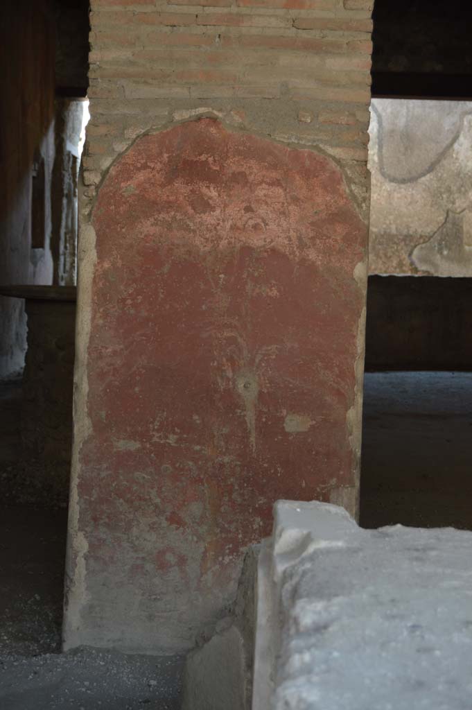 I.12.3 Pompeii, October 2017. Detail from painted pilaster.
Foto Taylor Lauritsen, ERC Grant 681269 DÉCOR.