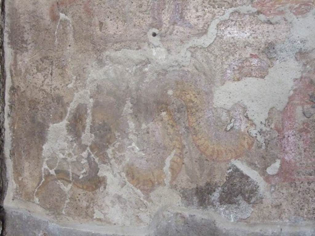 I.12.3 Pompeii. March 2009. Room 4. Lararium. Detail of one serpent.