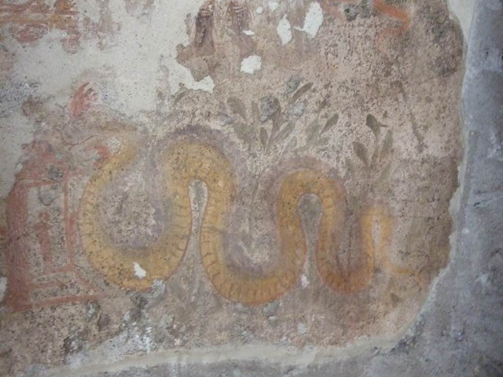 I.12.3 Pompeii. March 2009. Room 4. Lararium. Detail of other serpent.