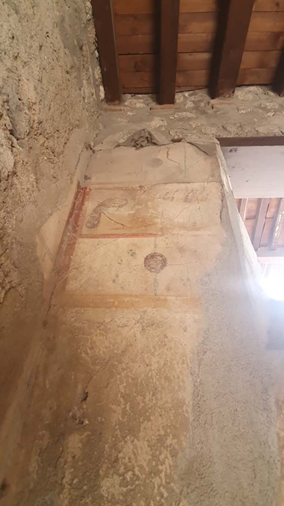 I.12.5 Pompeii. July 2021. Painted decoration on upper north wall on west side of window.
Foto Annette Haug, ERC Grant 681269 DÉCOR.