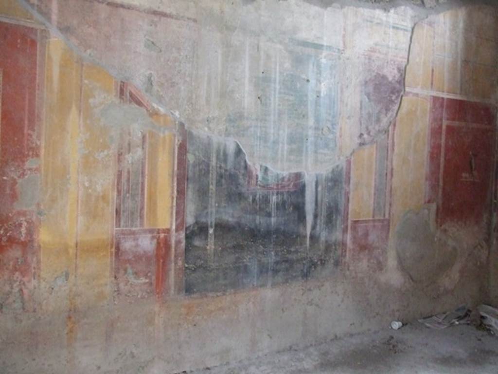 I.12.11 Pompeii. December 2007. Triclinium on the west side of the tablinum area. Style IV mythological scene painted over earlier style II wall painting.