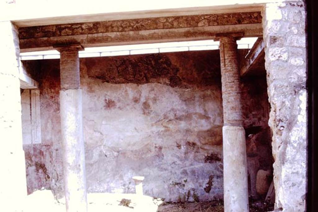 I.12.11 Pompeii. 1972. Looking towards north wall of garden with hunt scene, from the atrium. Photo by Stanley A. Jashemski.
Source: The Wilhelmina and Stanley A. Jashemski archive in the University of Maryland Library, Special Collections (See collection page) and made available under the Creative Commons Attribution-Non Commercial License v.4. See Licence and use details. J72f0131