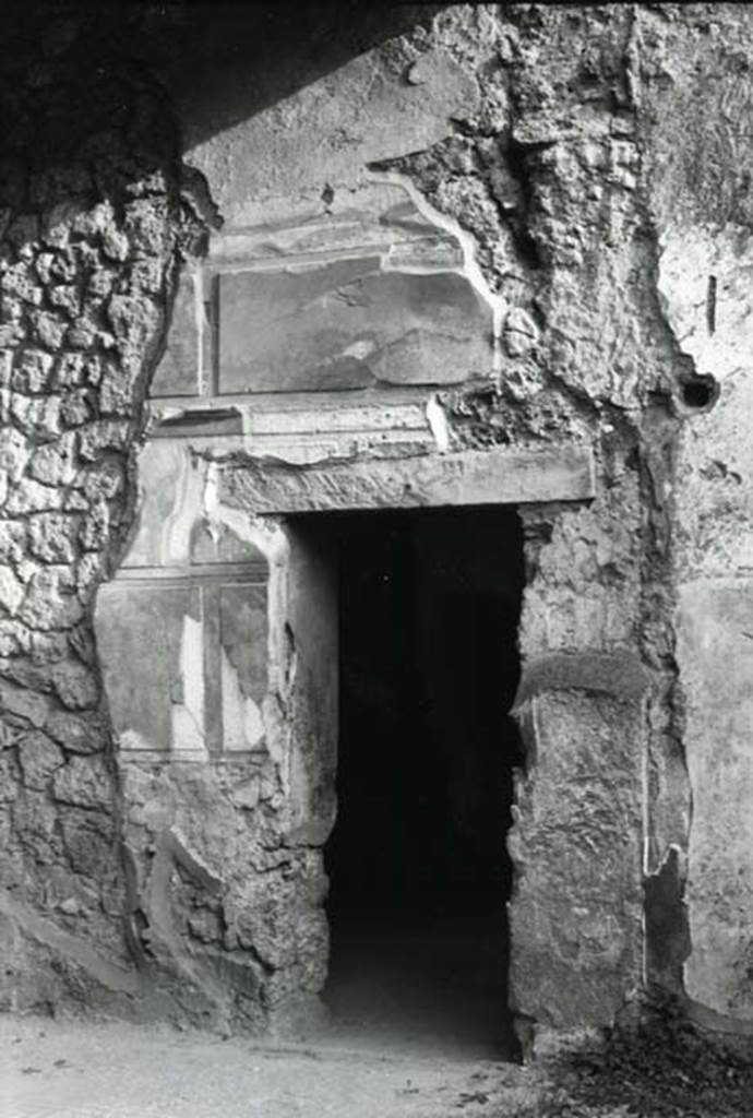 I.13.2 Pompeii. 1975. Domus of Sutoria Primigenia, left ala, right S wall, doorway.
Photo courtesy of Anne Laidlaw.
American Academy in Rome, Photographic Archive. Laidlaw collection _P_75_6_11.