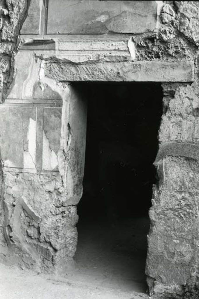 I.13.2 Pompeii. 1975. Domus of Sutoria Primigenia, left ala, right S wall, doorway.
Photo courtesy of Anne Laidlaw.
American Academy in Rome, Photographic Archive. Laidlaw collection _P_75_6_12.