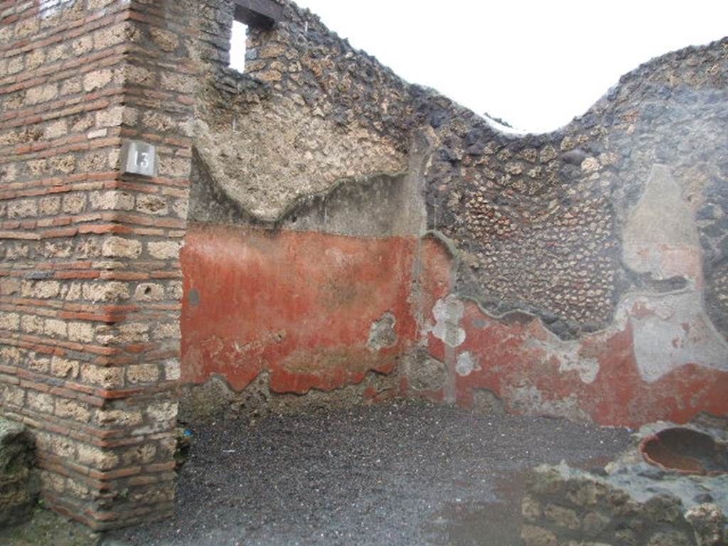 I.13.13 Pompeii. December 2004. West wall, and north west corner.