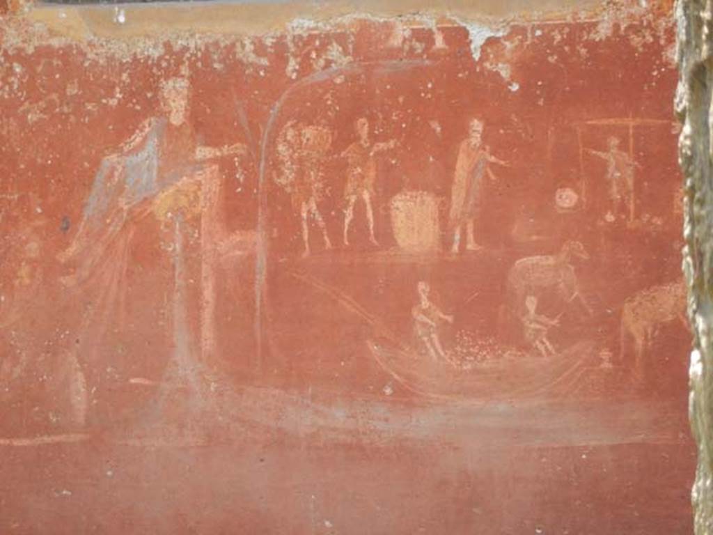 I.14.7 Pompeii. May 2015. Detail from base of lararium. Photo courtesy of Buzz Ferebee.