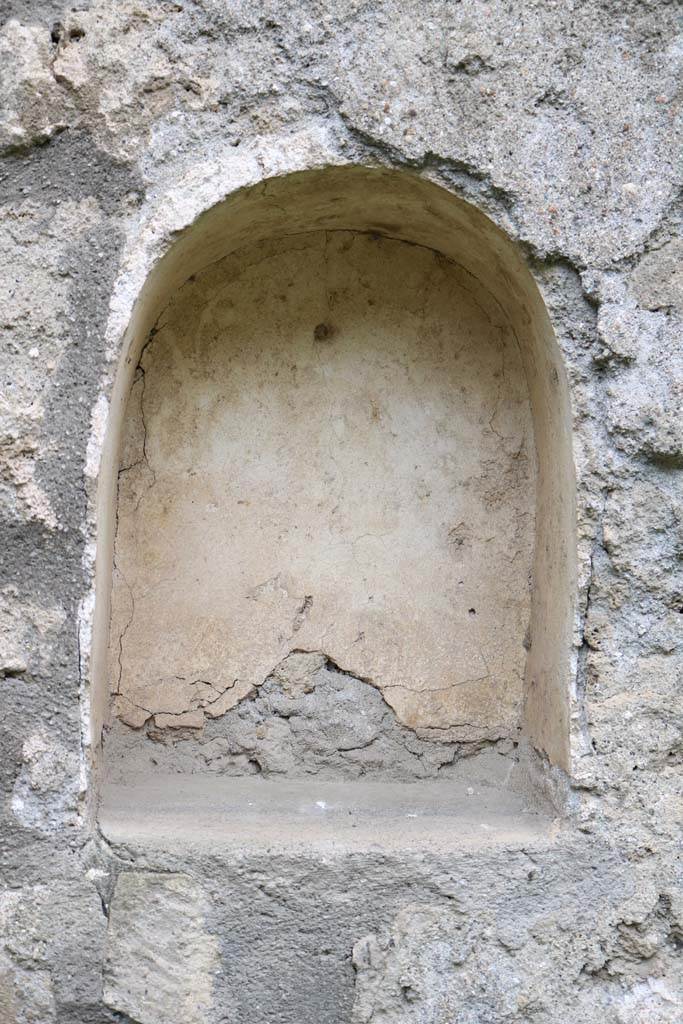 I.14.7 Pompeii. December 2018.
Detail of arched niche on west wall of windowed triclinium. Photo courtesy of Aude Durand.