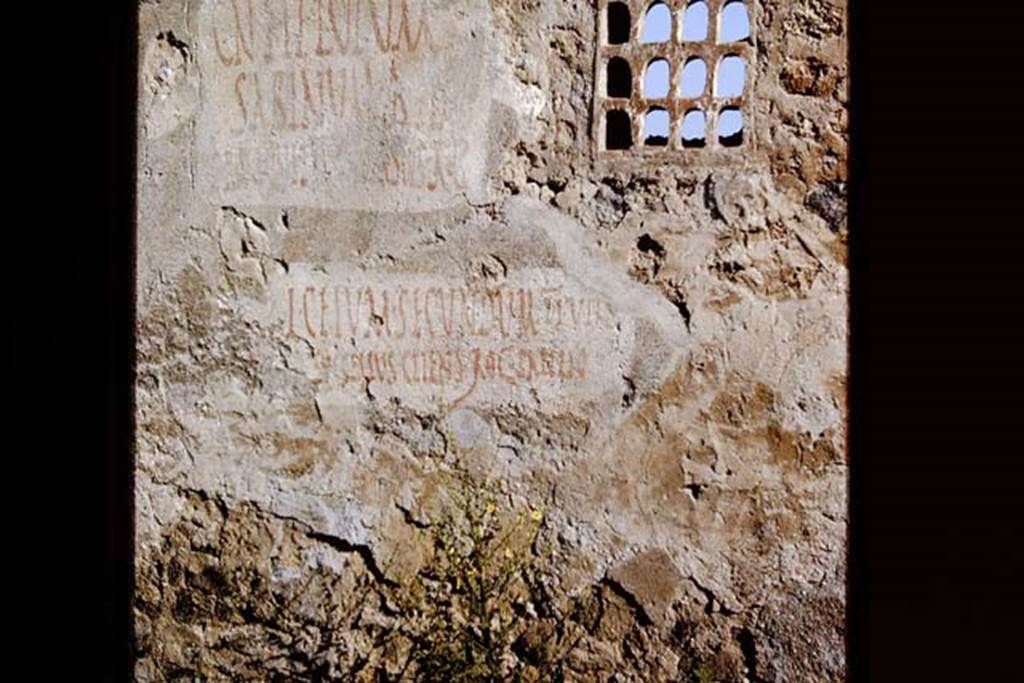 I.14.11 Pompeii. 1964. Painted inscriptions. Photo by Stanley A. Jashemski.
Source: The Wilhelmina and Stanley A. Jashemski archive in the University of Maryland Library, Special Collections (See collection page) and made available under the Creative Commons Attribution-Non Commercial License v.4. See Licence and use details.
J64f1516