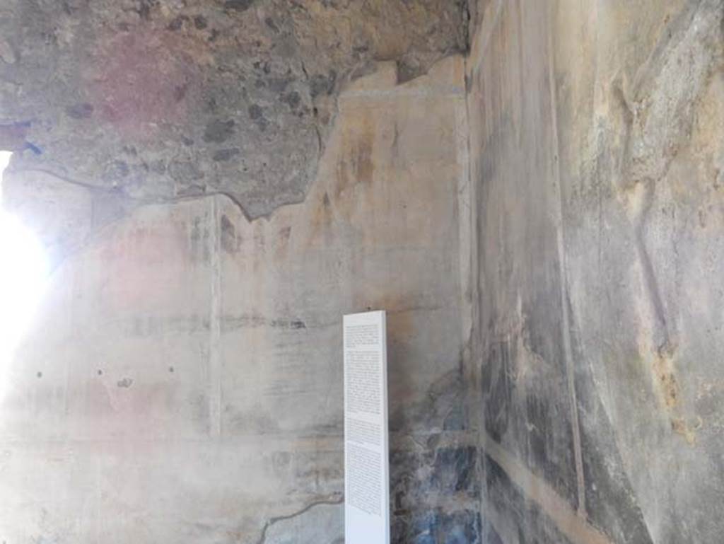 I.14.12, Pompeii. May 2018. Room 13, looking towards west wall in north-west corner of large triclinium.
Photo courtesy of Buzz Ferebee