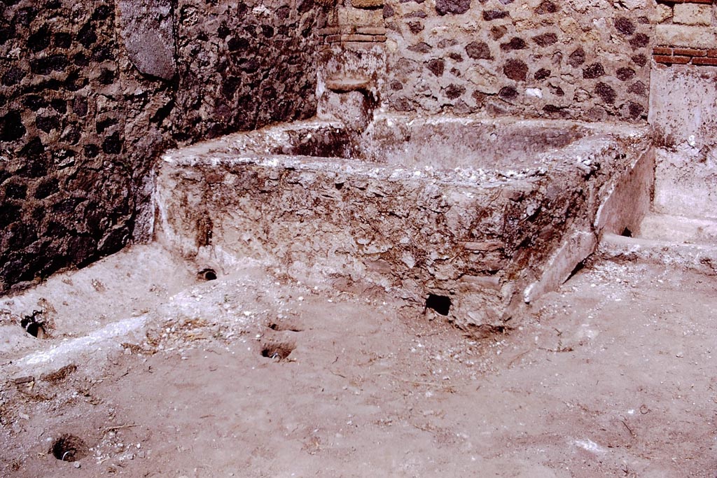 I.15.I. Pompeii. 1972. Basin in north-west corner of rear. Photo by Stanley A. Jashemski.
Source: The Wilhelmina and Stanley A. Jashemski archive in the University of Maryland Library, Special Collections (See collection page) and made available under the Creative Commons Attribution-Non-Commercial License v.4. See Licence and use details.
J72f0635