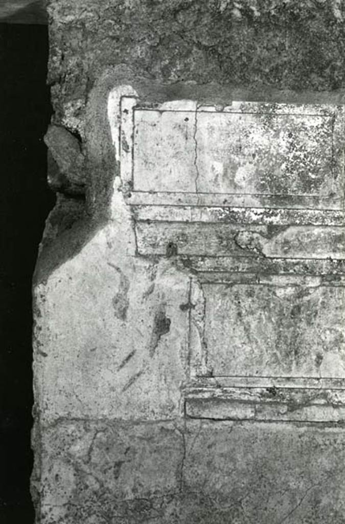 I.15.3 Pompeii. 1972. Room 6. House of Ship Europa, W cubiculum, left W wall by doorway.
Photo courtesy of Anne Laidlaw.
American Academy in Rome, Photographic Archive. Laidlaw collection _P_72_17_8.