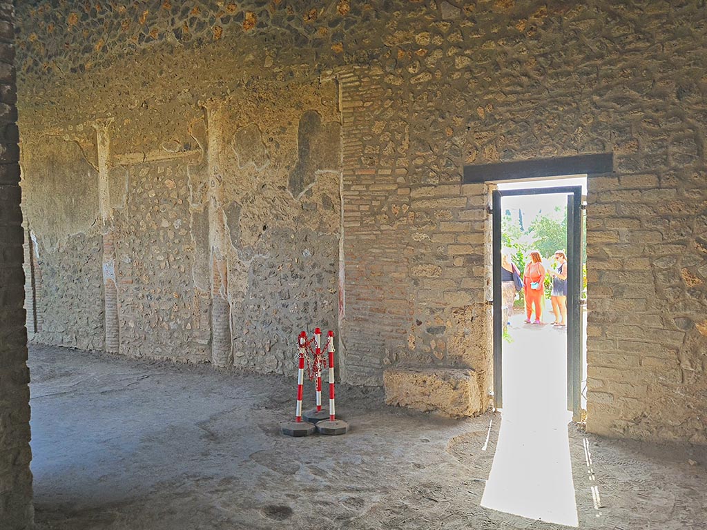 I.15.3 Pompeii. September 2024.
Looking through doorway into garden area 14, in south wall of portico 10. Photo courtesy of Giuseppe Ciaramella.