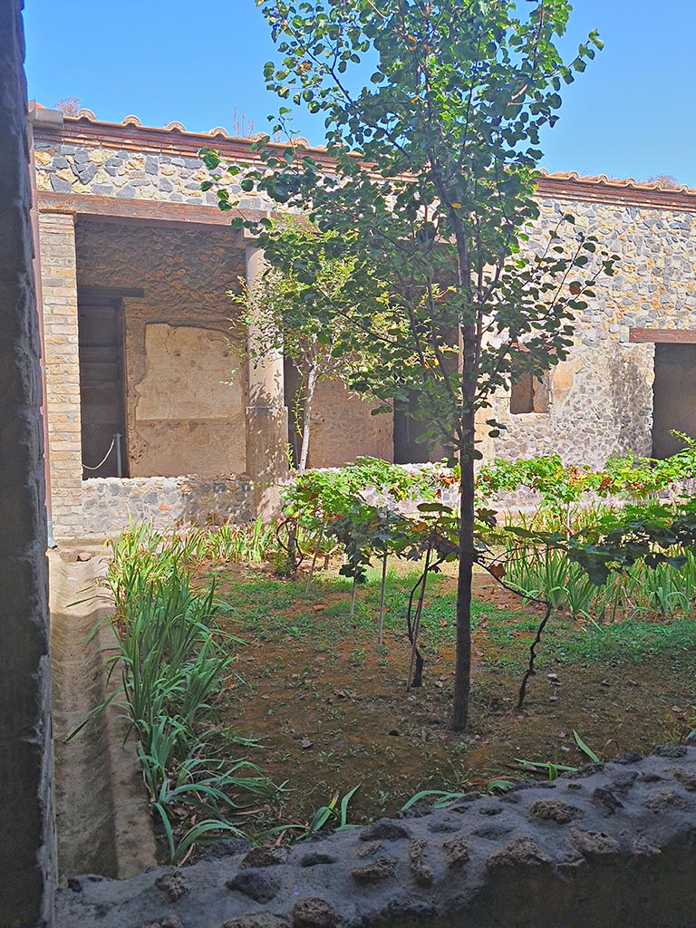 I.15.3 Pompeii. September 2024.
Looking north across peristyle 13 towards portico 10. Photo courtesy of Giuseppe Ciaramella.