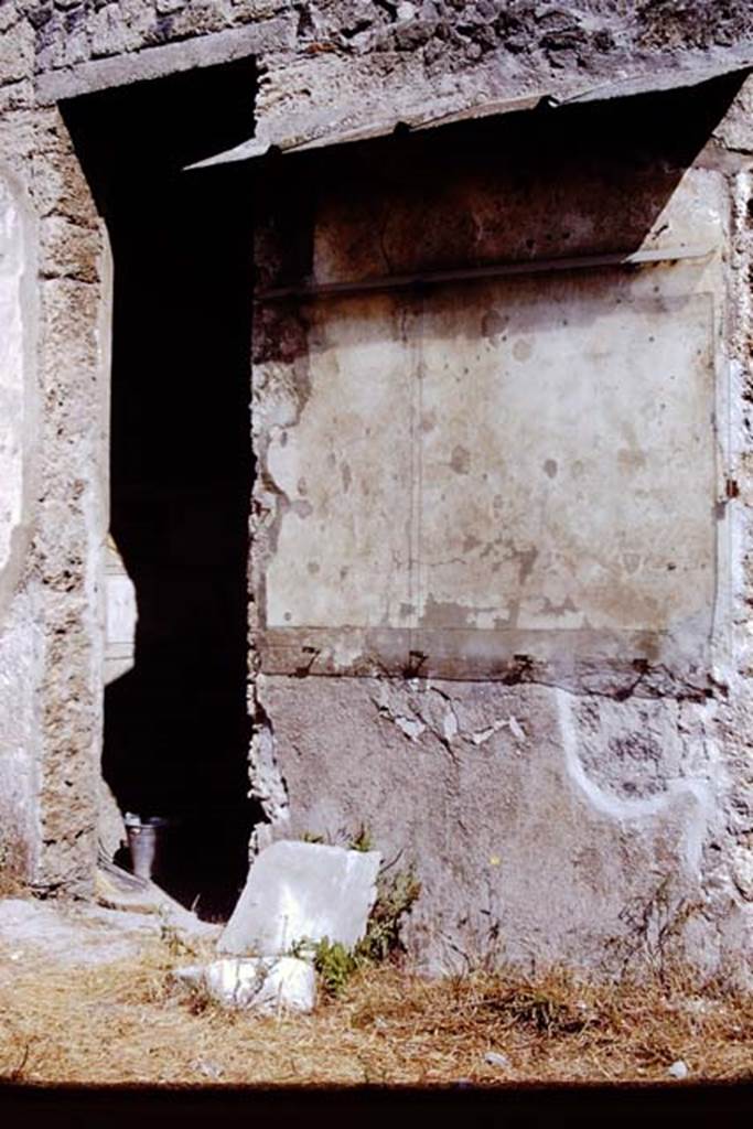 I.15.3 Pompeii. 1972. North wall of north portico 10, with graffito of ship Europa. Photo by Stanley A. Jashemski.
Source: The Wilhelmina and Stanley A. Jashemski archive in the University of Maryland Library, Special Collections (See collection page) and made available under the Creative Commons Attribution-Non Commercial License v.4. See Licence and use details. J72f0130