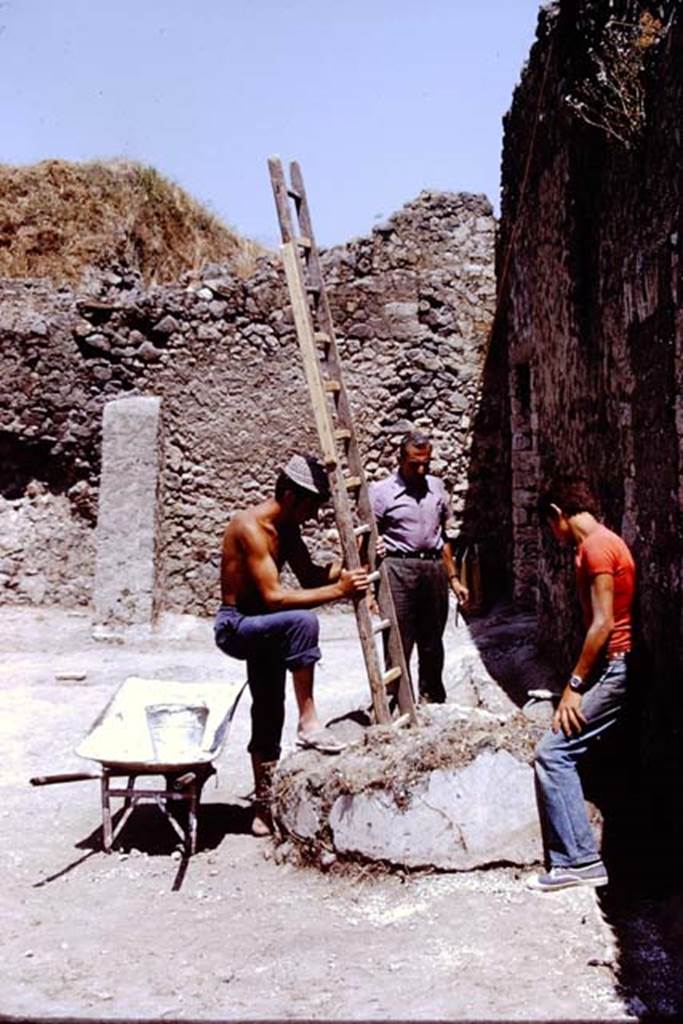 I.20.5 Pompeii. 1972. Cistern found in north-east corner. Photo by Stanley A. Jashemski.
Source: The Wilhelmina and Stanley A. Jashemski archive in the University of Maryland Library, Special Collections (See collection page) and made available under the Creative Commons Attribution-Non Commercial License v.4. See Licence and use details. J72f0162