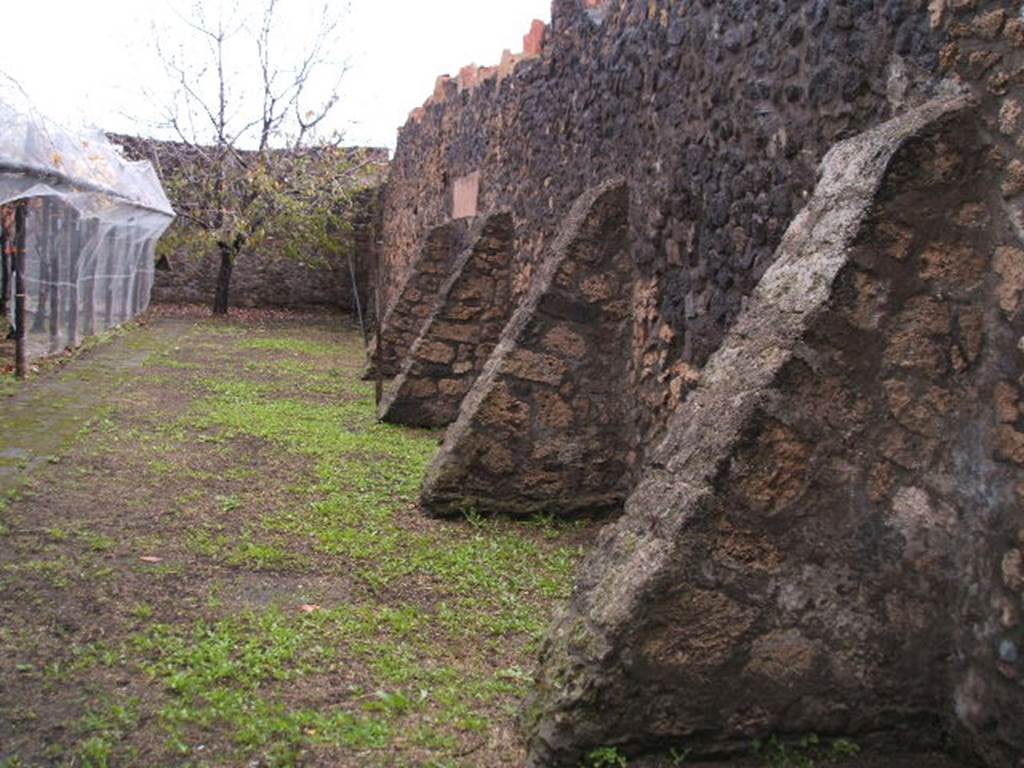 I.20.5 Pompeii. December 2004. Looking west along north vineyard/garden wall.