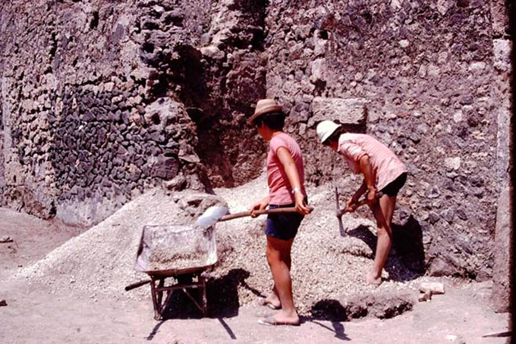 I.21.2/6 Pompeii. 1974. Removing lapilli in north-east corner of garden area. Photo by Stanley A. Jashemski.
Source: The Wilhelmina and Stanley A. Jashemski archive in the University of Maryland Library, Special Collections (See collection page) and made available under the Creative Commons Attribution-Non Commercial License v.4. See Licence and use details. J74f0239