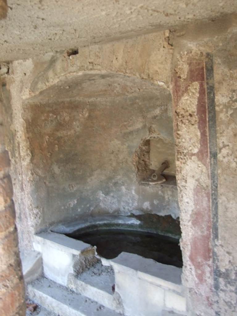 II.2.2 Pompeii. March 2009. Room 13. Garden. Nymphaeum Niche, fountain and steps.