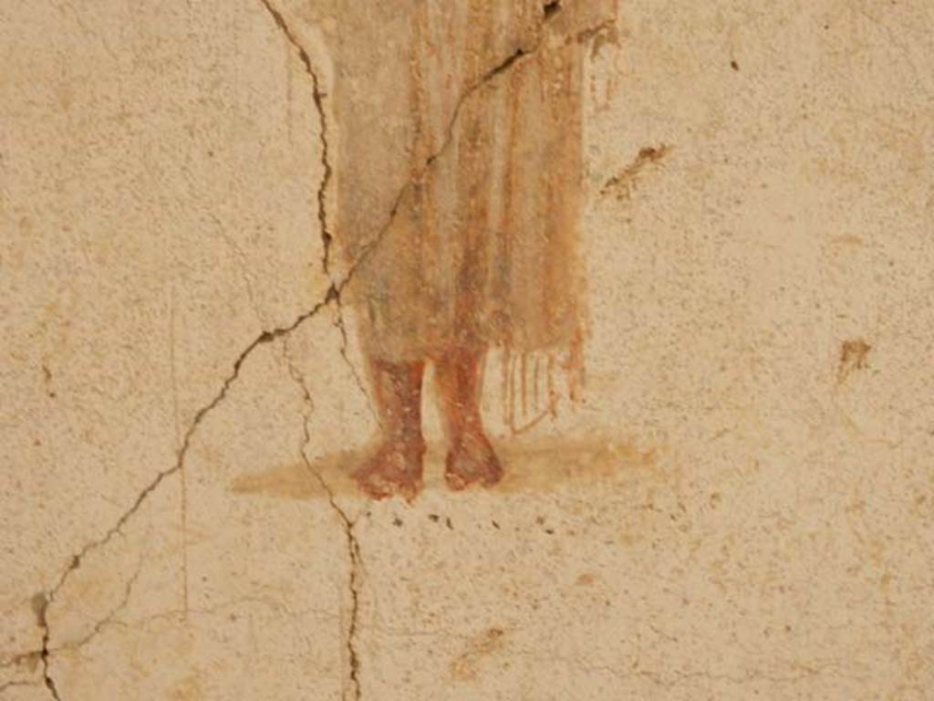 II.2.2 Pompeii. May 2016. Room “f”, detail from painted priest of Isis from west end of south wall. Photo courtesy of Buzz Ferebee.