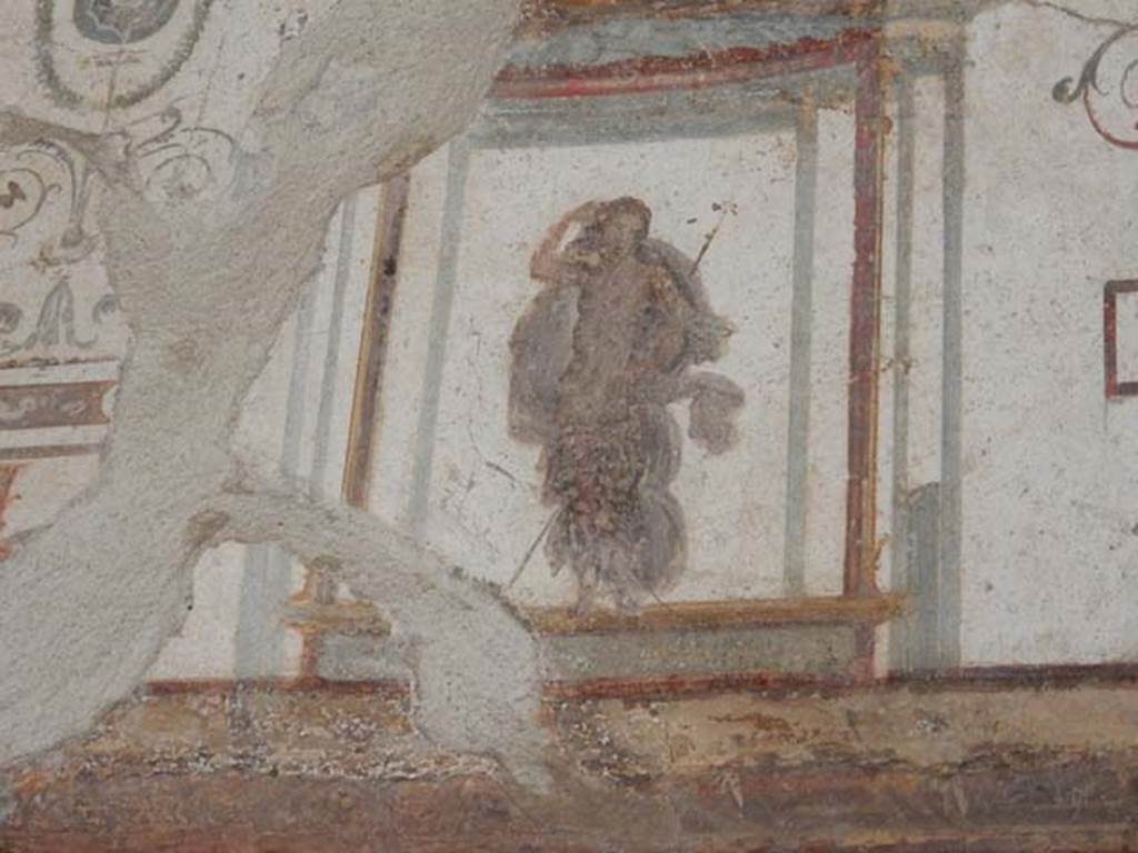 II.2.2 Pompeii. May 2016. Room “f”, detail of painted figure from upper west wall at south end. Photo courtesy of Buzz Ferebee.