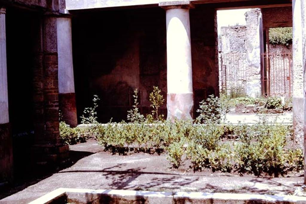 II.2.2 Pompeii. 1961. Looking north across pseudoperistyle area “g” towards atrium 2.
Photo by Stanley A. Jashemski.
Source: The Wilhelmina and Stanley A. Jashemski archive in the University of Maryland Library, Special Collections (See collection page) and made available under the Creative Commons Attribution-Non Commercial License v.4. See Licence and use details.
J61f0408