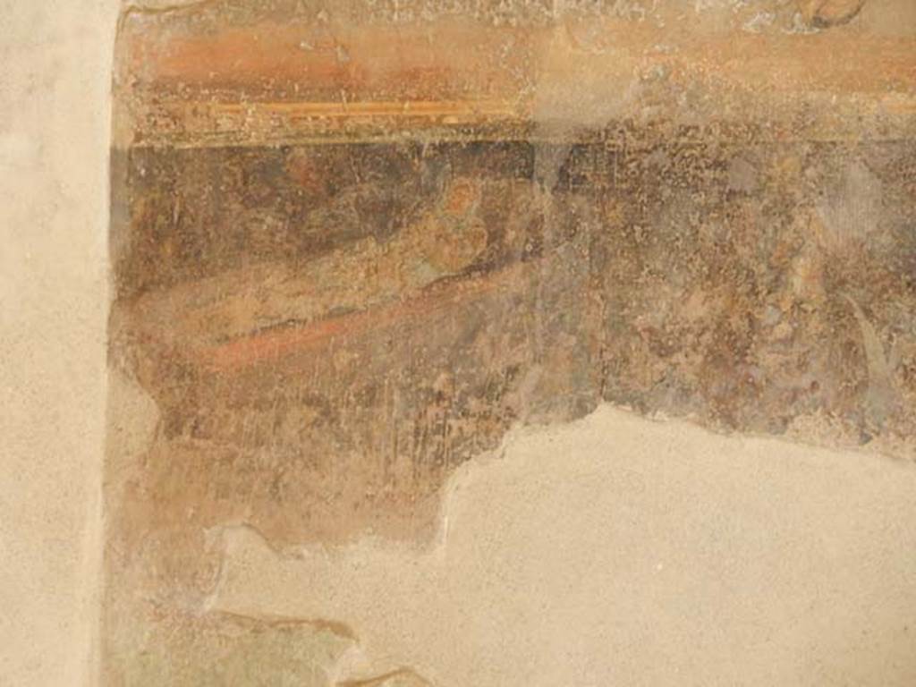 II.2.2 Pompeii. May 2016. Room “h”, east wall. Detail of funeral bier of Patroclus.
Photo courtesy of Buzz Ferebee.