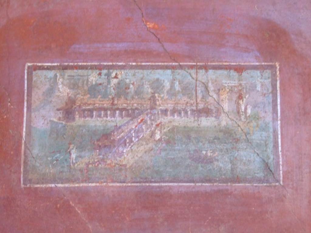 II.3.3 Pompeii. March 2009. Room 11, North wall of North Portico. Painted panel with architectural sea landscape.