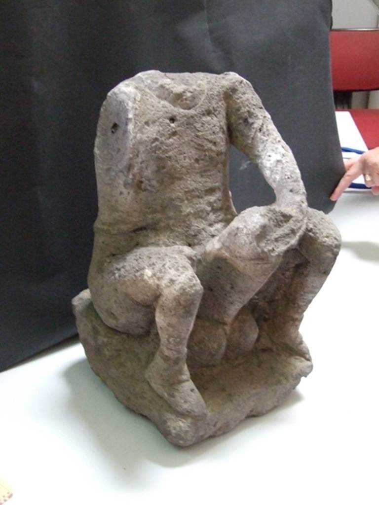 II.3.6 Pompeii. March 2009. Headless ithyphallic tufa statuette from the garden. Found in 1953. SAP inventory number: 10017