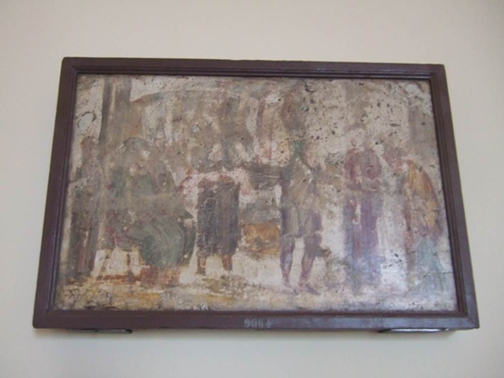 II.4.3 Pompeii. Part of the “Forum Frieze” found in the atrium. The seller or sale of cloth. Now in Naples Archaeological Museum. Inventory number 9064. See Accademici Ercolanesi, 1762. Le Pitture Antichita di Ercolano: Tome III. (p. 213, Tav.41)