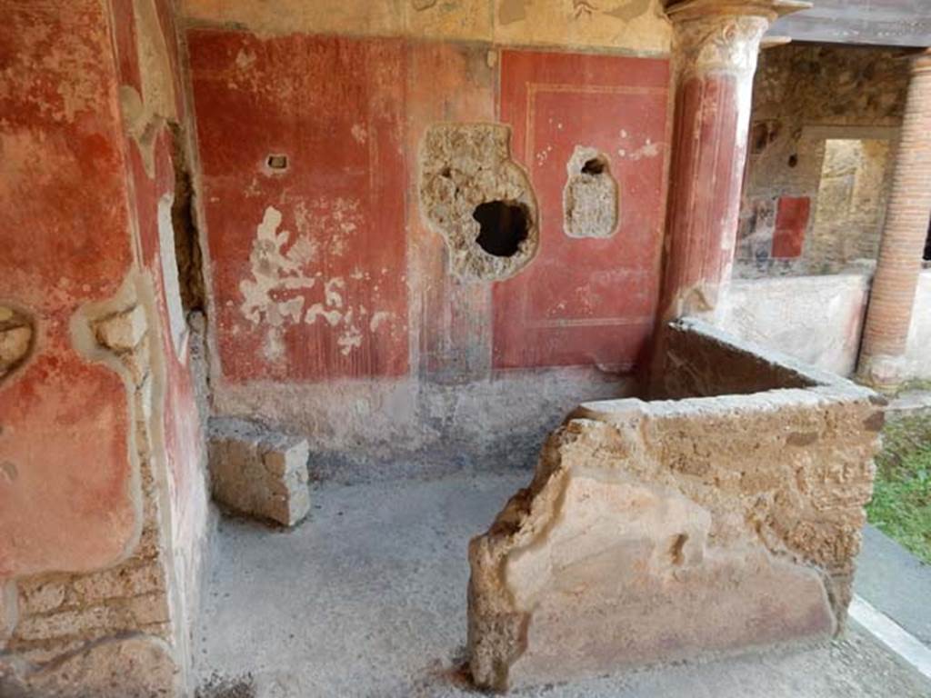 II.4.6 Pompeii. May 2017. Looking towards west wall in south-west corner of portico.
Photo courtesy of Buzz Ferebee.