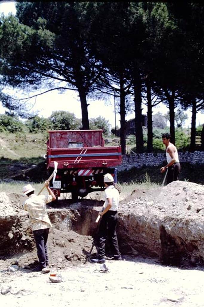 II.5 Pompeii, 1968. Working their way through the soil and lapilli. Photo by Stanley A. Jashemski.
Source: The Wilhelmina and Stanley A. Jashemski archive in the University of Maryland Library, Special Collections (See collection page) and made available under the Creative Commons Attribution-Non Commercial License v.4. See Licence and use details.
J68f0191