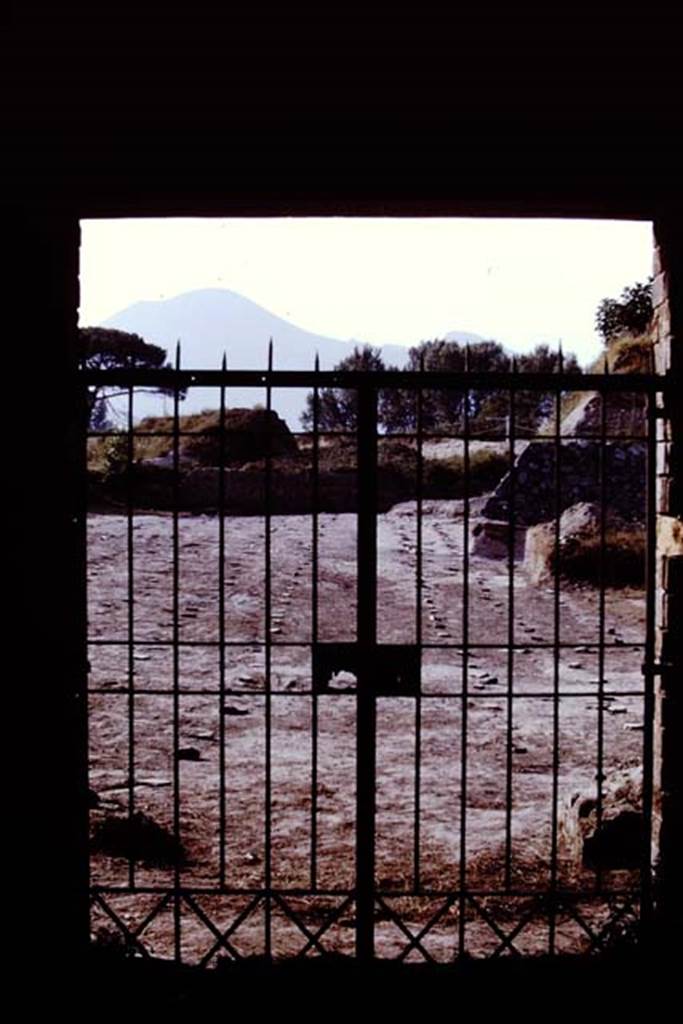 II.5 Pompeii. 1970. Vesuvius and vineyard through gateway. Photo by Stanley A. Jashemski.
Source: The Wilhelmina and Stanley A. Jashemski archive in the University of Maryland Library, Special Collections (See collection page) and made available under the Creative Commons Attribution-Non Commercial License v.4. See Licence and use details.
J70f0703