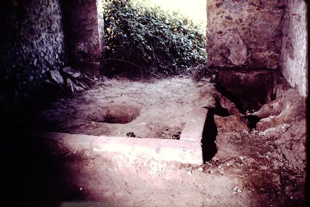 II.5 Pompeii. 1966. Looking north in area on west side of room where wine was made.
Photo by Stanley A. Jashemski.
Source: The Wilhelmina and Stanley A. Jashemski archive in the University of Maryland Library, Special Collections (See collection page) and made available under the Creative Commons Attribution-Non Commercial License v.4. See Licence and use details.
J66f0403