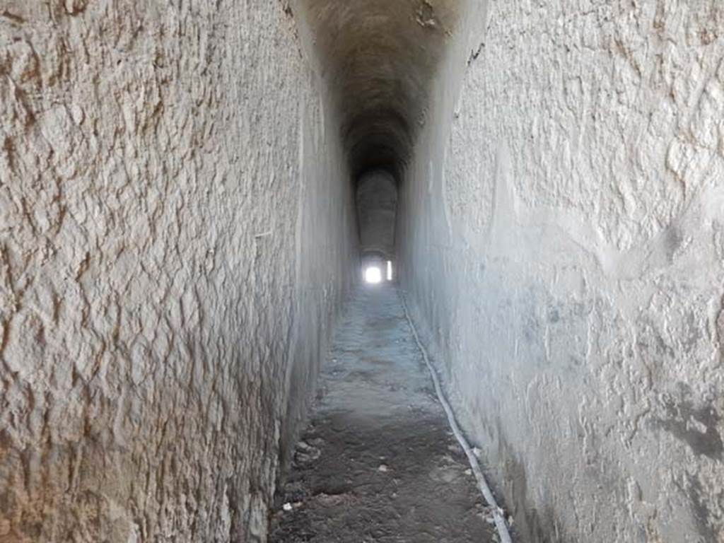 II.6 Pompeii, May 2018. Arena, west side, looking into tunnel leading to the outside of the amphitheatre.
Photo courtesy of Buzz Ferebee.