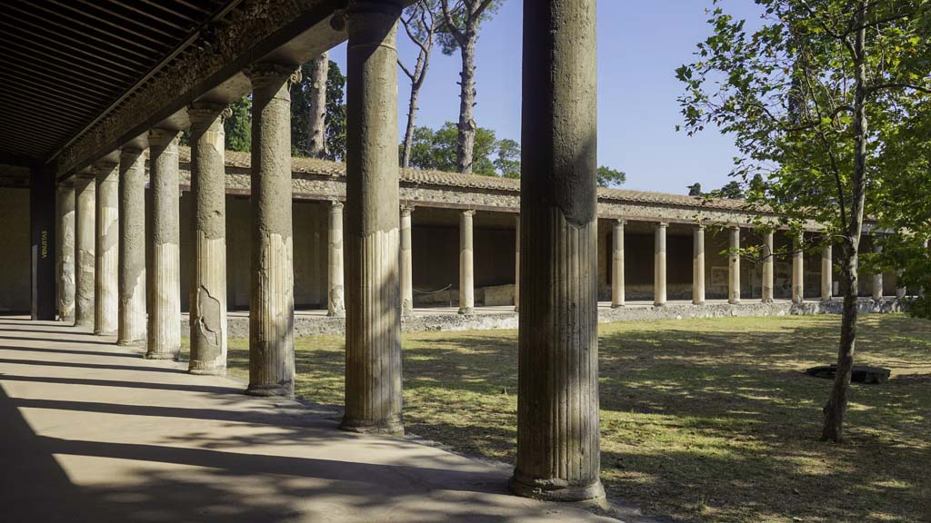 II.7.8 Pompeii. Palaestra. August 2021.
Looking towards north portico, on right, from west portico, on left. Photo courtesy of Robert Hanson.