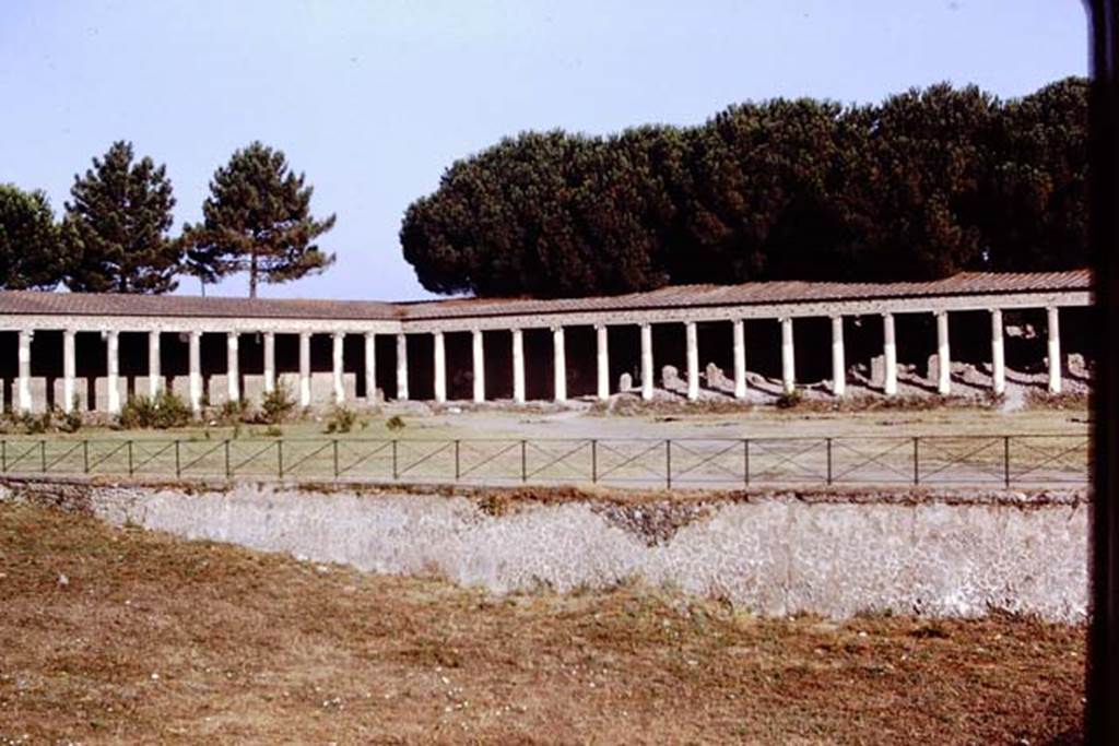 II.7.8 Pompeii. Palaestra. 1972. Looking across the pool towards the north-west corner. Photo by Stanley A. Jashemski.
Source: The Wilhelmina and Stanley A. Jashemski archive in the University of Maryland Library, Special Collections (See collection page) and made available under the Creative Commons Attribution-Non Commercial License v.4. See Licence and use details. J72f0594