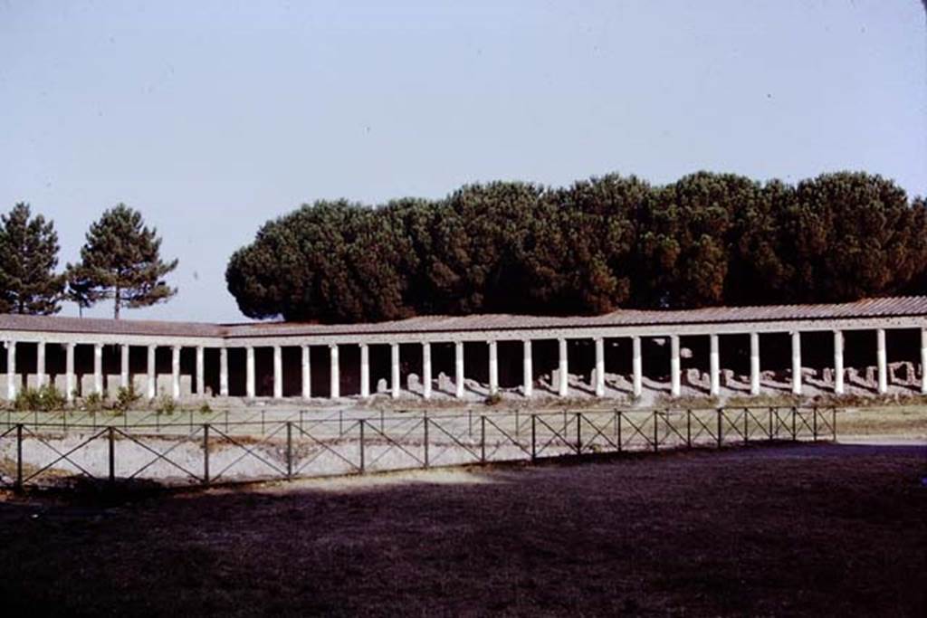 II.7.8 Pompeii. Palaestra. 1972. Looking across the pool towards the north-west corner and north side. Photo by Stanley A. Jashemski.
Source: The Wilhelmina and Stanley A. Jashemski archive in the University of Maryland Library, Special Collections (See collection page) and made available under the Creative Commons Attribution-Non Commercial License v.4. See Licence and use details. J72f0595