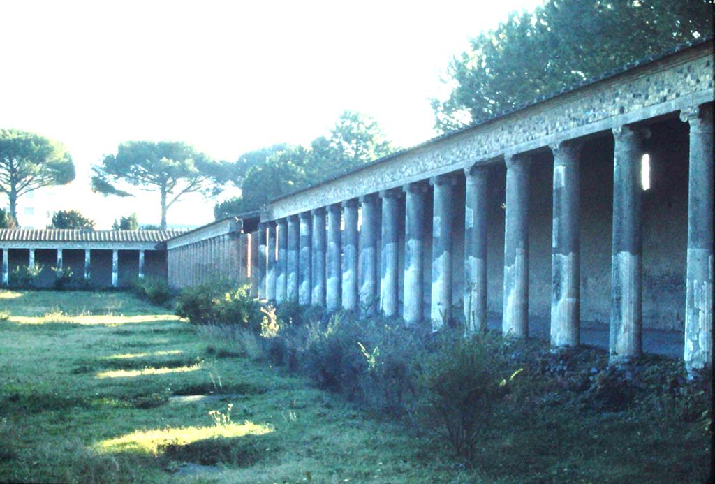 II.7.9, Pompeii, 4th December 1971. Looking towards II.7.9, left of centre, on west side of Palaestra.
Photo courtesy of Rick Bauer, from Dr.George Fay’s slides collection.