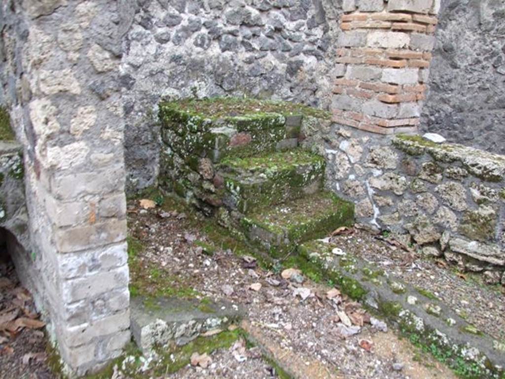 II.8.2. Thermopolium. December 2007. Stone steps on south wall.