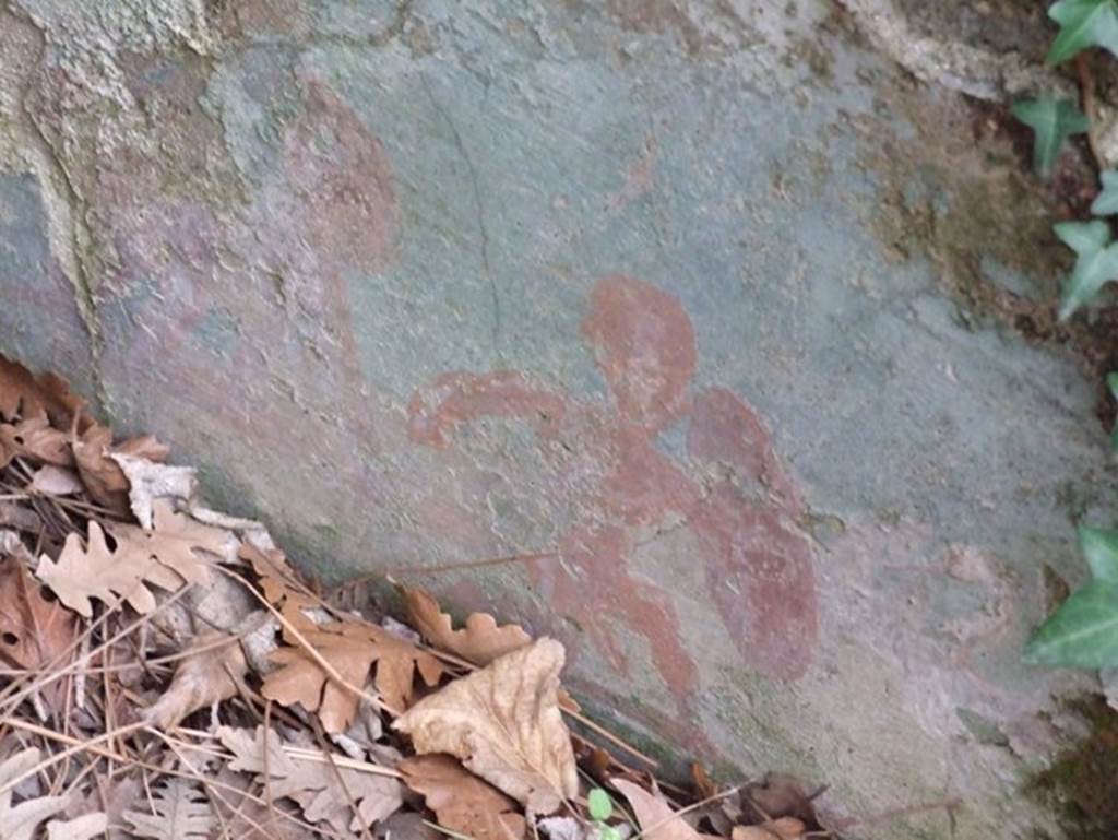II.9.2. House of the Gemmarius. December 2007. Garden. Painted figure with shield on side of Triclinium.