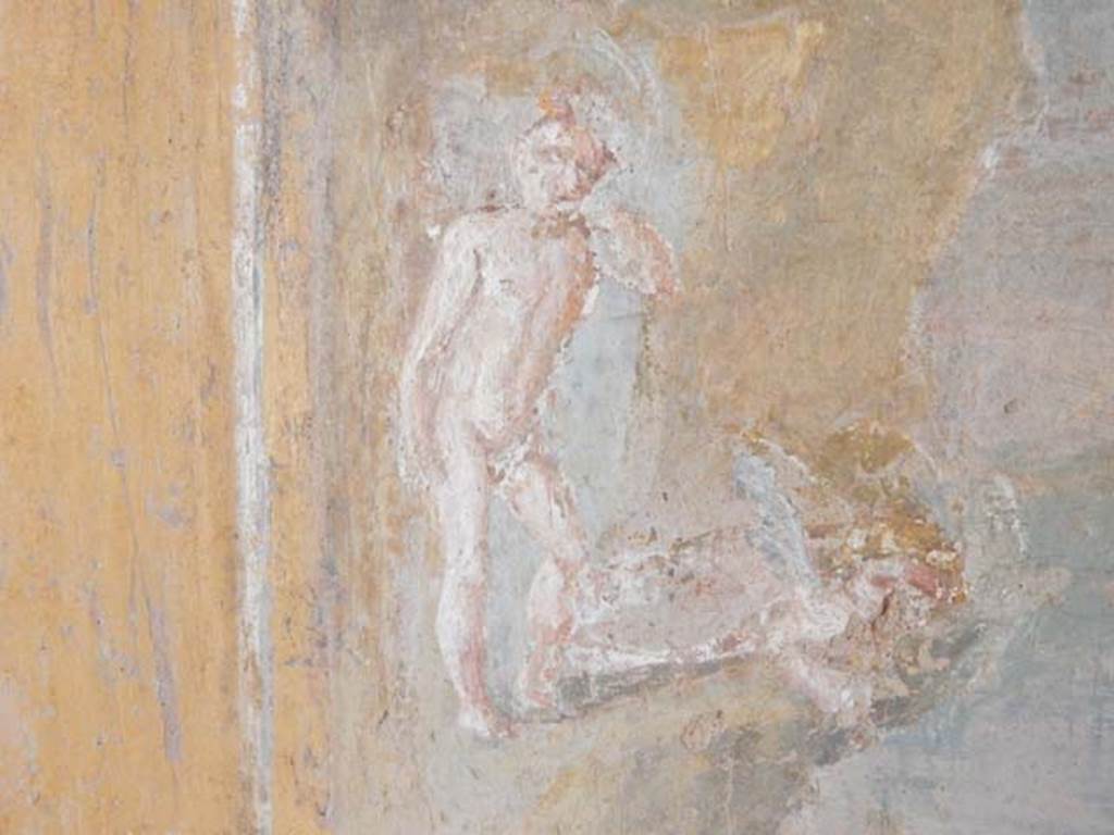 II.9.4, Pompeii. May 2018. Room 8, detail from central painting on south wall. Photo courtesy of Buzz Ferebee.