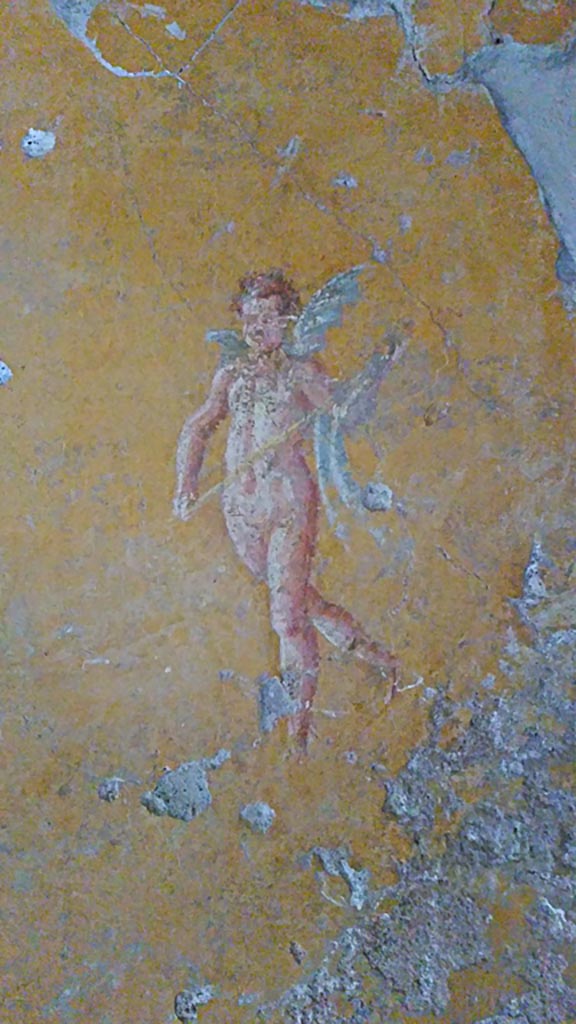 II.9.4 Pompeii. 2017/2018/2019.
Room 8, north wall, painted figure from centre of panel on east side of doorway.
Photo courtesy of Giuseppe Ciaramella.