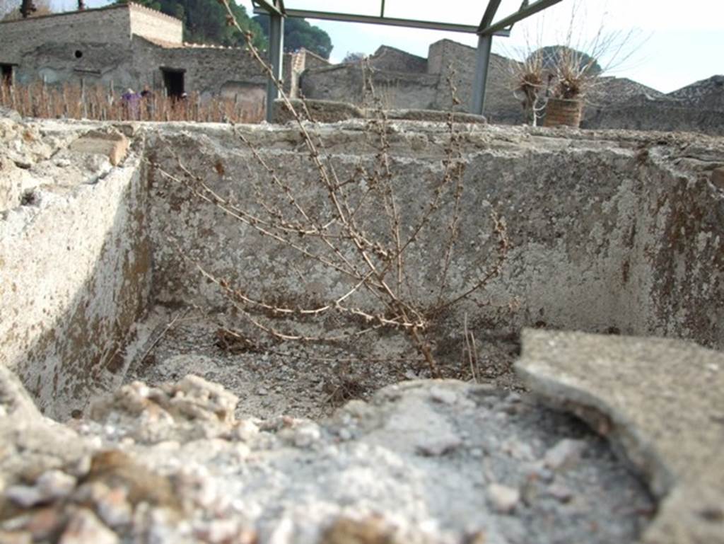 II.9.7. Garden entrance to House of Summer Triclinium. December 2007. Water tank on top of north fountain.