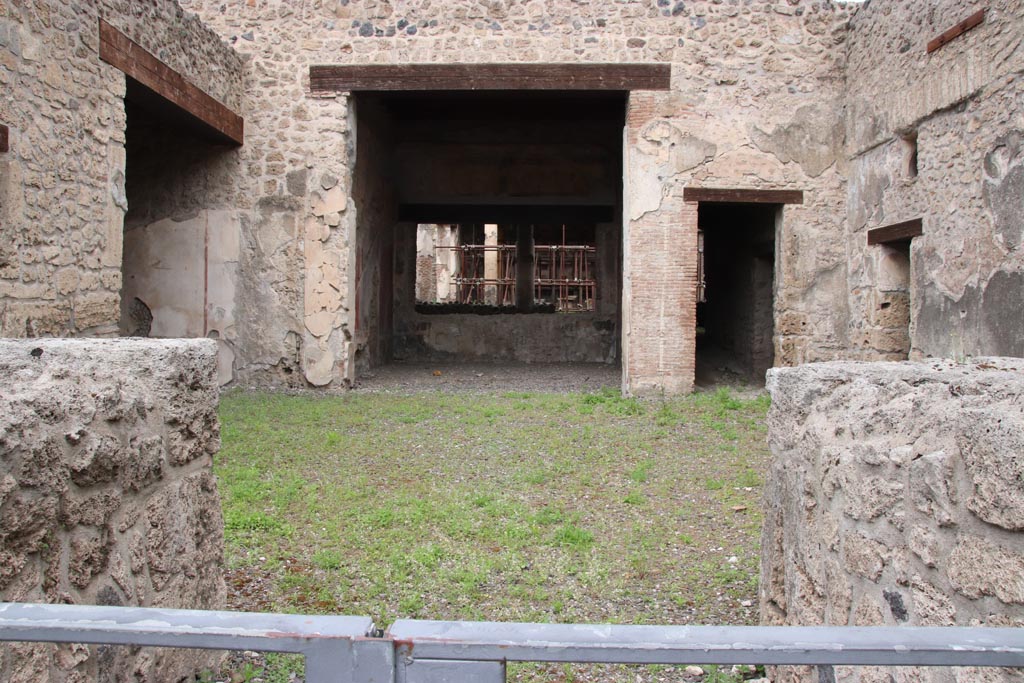 III.2.1 Pompeii. May 2024.
Room 1, looking north across atrium towards tablinum, from entrance vestibule. Photo courtesy of Klaus Heese.