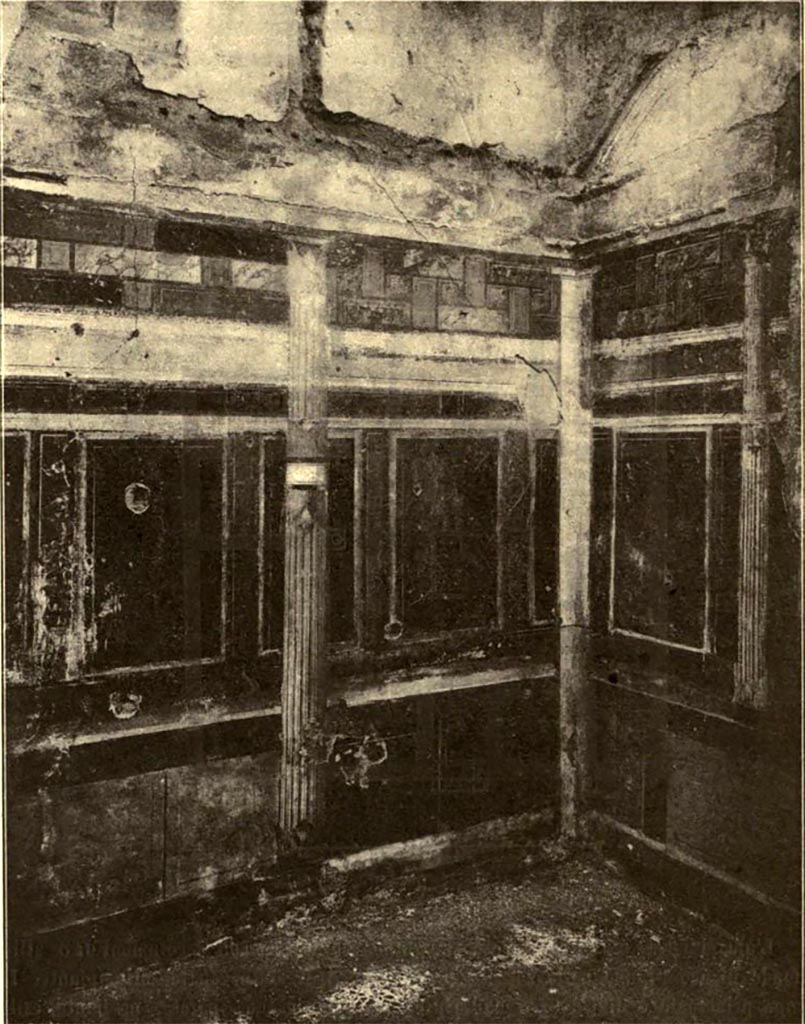 III.2.1 Pompeii. c. 1915. Room 4, looking towards north-west corner of cubiculum.
See Notizie degli Scavi di Antichità, 1915, (p.418, fig.2).
